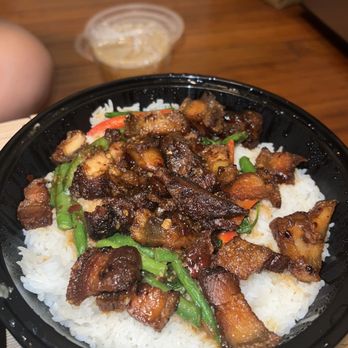 Sugar & Spice - Crispy Pork Belly Gaprow on Rice - Thai Near Me - Cambridge, Massachusetts Sugar & Spice - Crispy Pork Belly Gaprow on Rice - Thai Near Me - Cambridge, Massachusetts