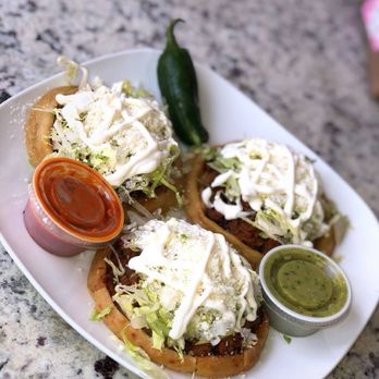Samer Express - Sopes! Thick deep-fried tortilla with a layer of refríes beans, meat of your choice, lettuce, onion, cheese and Mexican cream! - Gas Stations Near Me - West Columbia, South Carolina Samer Express - Sopes! Thick deep-fried tortilla with a layer of refríes beans, meat of your choice, lettuce, onion, cheese and Mexican cream! - Gas Stations Near Me - West Columbia, South Carolina