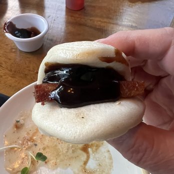 Lucky Belly - Pork Belly Bao, with hoisin sauce - Bars Near Me - Honolulu, Hawaii Lucky Belly - Pork Belly Bao, with hoisin sauce - Bars Near Me - Honolulu, Hawaii
