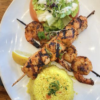 The Olive Restobar - The Olive Kabob Platter: Shrimp and Salmon - Mediterranean Near Me - Downey, California The Olive Restobar - The Olive Kabob Platter: Shrimp and Salmon - Mediterranean Near Me - Downey, California