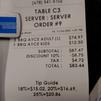 All That Korean BBQ - Receipt - Korean Near Me - Suwanee, Georgia