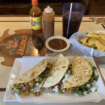 Agave Jalisco Resturant - Chorizo and egg taquitos (tacos) with onions, cilantro and queso blanco - Mexican Near Me - Goliad, Texas