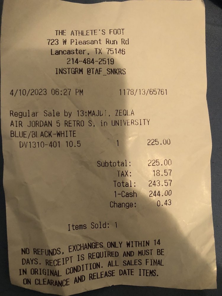 THE ATHLETE’S FOOT 723 W Pleasant Run Rd, Lancaster, Texas Shoe