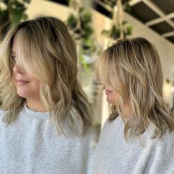 Hair By Ly Tran  - Color correction with natural face frame and  dimensional blonde