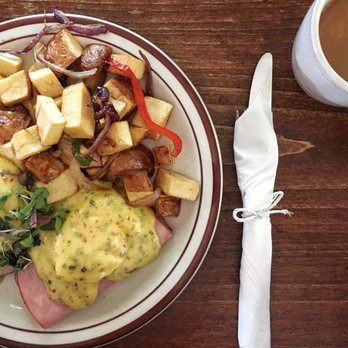 One Street Down Cafe - Daily Benedict (garlic and chive) - Breakfast & Brunch Near Me - Redmond, Oregon