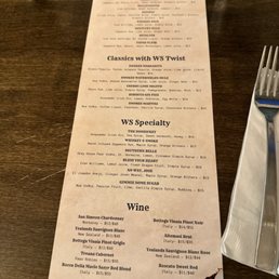 Drink menu, front