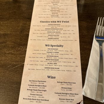 Whiskey & Smoke - Drink menu, front - Whiskey Bars Near Me - Flower Mound, Texas