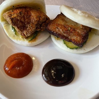 Miyagi Ramen - Chicken & pork bun. We also got the mushroom one (not pictured) - Ramen Near Me - Bend, Oregon Miyagi Ramen - Chicken & pork bun. We also got the mushroom one (not pictured) - Ramen Near Me - Bend, Oregon