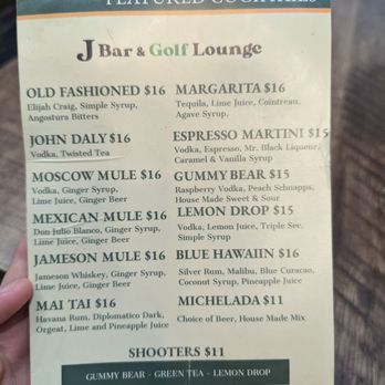 J Bar & Golf Lounge - Cocktail menu - Golf Near Me - Las Vegas, Nevada J Bar & Golf Lounge - Cocktail menu - Golf Near Me - Las Vegas, Nevada