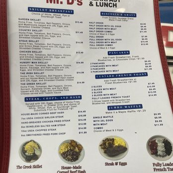 Mr D's Breakfast & Lunch - Menu - Skillet Breakfasts, Steak, Chops & Hash, Biscuits & Gravy, Pancakes, Custard French Toast, Jumbo Waffle - Breakfast & Brunch Near Me - Largo, Florida