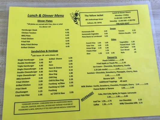 Menu photo 4 Yellow Jacket Calhoun, GA Menu photo 4 Yellow Jacket Calhoun, GA