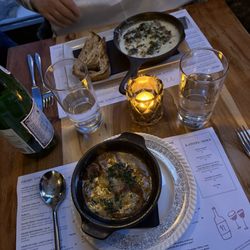 Buvette Nicole - French onion soup and cheesy escargots
