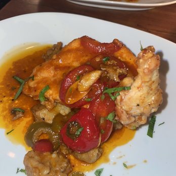 Lugano - Chicken scarpariellp (they spit it for us in the kitchen) Incase you think it's small. - Italian Near Me - Greenwich, Connecticut