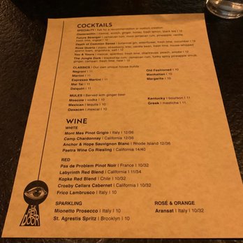 Red Door - Drink menu 2 - Cocktail Bars Near Me - Providence, Rhode Island