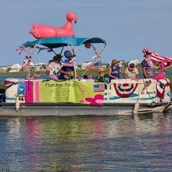 Flamingo Porch - July 4 parade on the Marsh!