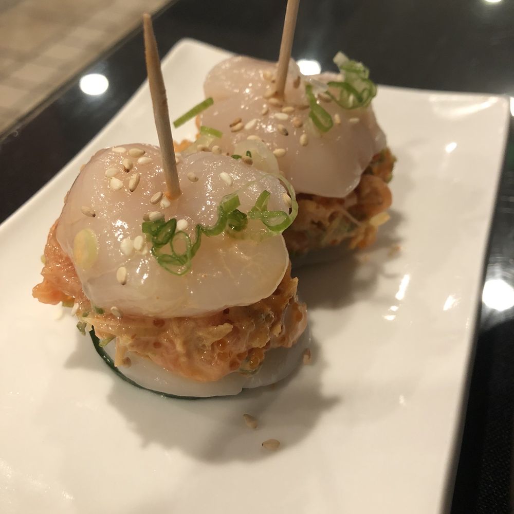 Bashamichi Sushi and Bar - B8. Two Piece Scallop Burger - Japanese Near Me - Millbrae, California Bashamichi Sushi and Bar - B8. Two Piece Scallop Burger - Japanese Near Me - Millbrae, California