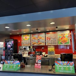 Counter at Caine's .Loved the Colors and format of the menu