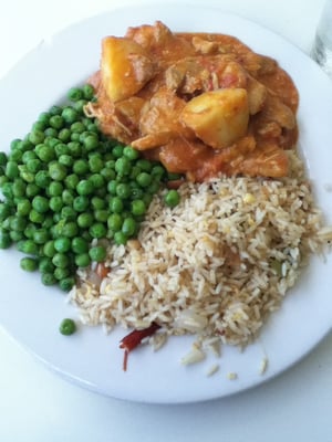 Photo of Mega Bites - Moffett Field, CA, US. Malaysian chicken curry and Thai pineapple fried rice