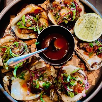 dLeña - Oysters with candied bacon jam - Mexican Near Me - Washington, DC, District of Columbia dLeña - Oysters with candied bacon jam - Mexican Near Me - Washington, DC, District of Columbia