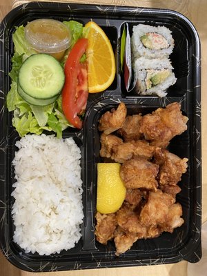 Photo of Sushi House - Palo Alto, CA, US. Chicken karaage bento box