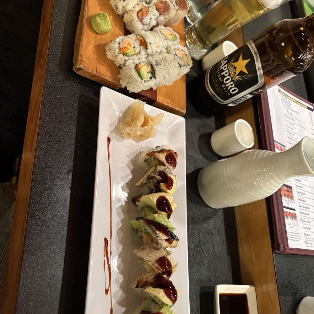 Dragon Roll, Spicy Tuna, California Roll Dragon Roll, Spicy Tuna, California Roll