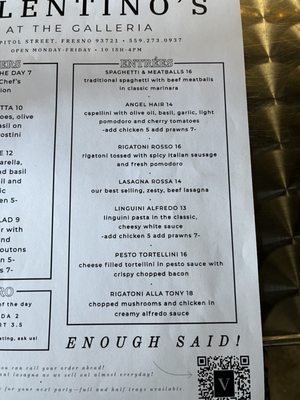 Menu photo 1 Valentino's Fresno, CA Menu photo 1 Valentino's Fresno, CA