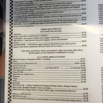 Track's End Restaurant - Regular breakfast menu. Breakfast is served anytime! - New American Near Me - Chattanooga, Tennessee