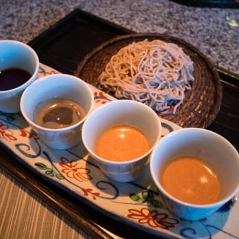 Tei-An - Soba Sampler - $10. Soy Dashi, Black Sesame, Texas Pecan, and Walnut Dipping Sauces - Japanese Near Me - Dallas, Texas Tei-An - Soba Sampler - $10. Soy Dashi, Black Sesame, Texas Pecan, and Walnut Dipping Sauces - Japanese Near Me - Dallas, Texas