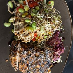 The Rebel Room - Excellent peanut soba noodles with edamame, guacamole and chicken. This was a great recommendation!