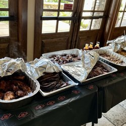 Slab Daddy Craft BBQ - Chicken thighs, brisket, baby back ribs, pulled pork, mac and cheese, baked beans, cole slaw
