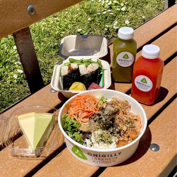 Onigilly - San Francisco - Edamame Set w/2 Onigilly, Signature Poke Bowl*, Yuzu Cheesecake, Matcha Cheesecake, Organic Matcha Lemonade, Strawberry Lemonade - Japanese Near Me - San Francisco, California Onigilly - San Francisco - Edamame Set w/2 Onigilly, Signature Poke Bowl*, Yuzu Cheesecake, Matcha Cheesecake, Organic Matcha Lemonade, Strawberry Lemonade - Japanese Near Me - San Francisco, California