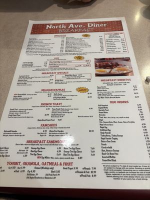 Menu photo 1 North Ave Diner Wakefield, MA
