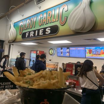 Gilroy Garlic Fries - Gilroy Garlic Fries with SF Giants helmet - Fast Food Near Me - San Francisco, California Gilroy Garlic Fries - Gilroy Garlic Fries with SF Giants helmet - Fast Food Near Me - San Francisco, California