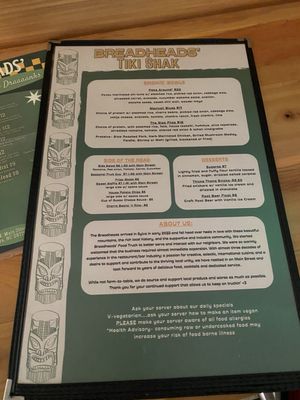 Menu photo 1 Breadheads Tiki Shak Sylva, NC Menu photo 1 Breadheads Tiki Shak Sylva, NC