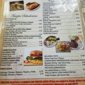 Pupusas and More - a menu for a restaurant - Salvadoran Near Me - Houston, Texas