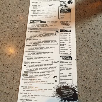 AJ Bombers - Here's the menu. Busy little place but trying it out. - Burgers Near Me - Milwaukee, Wisconsin