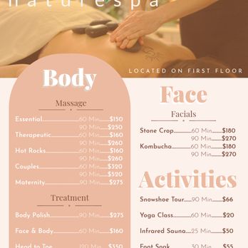 Naturespa - Simplified menu - Skin Care Near Me - West Dover, Vermont Naturespa - Simplified menu - Skin Care Near Me - West Dover, Vermont