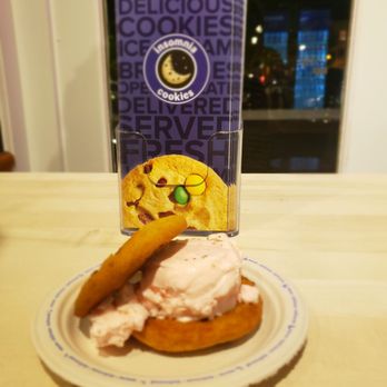 Insomnia Cookies - Icecream sammich- MMS cookie with strawberry cheesecake icecream - Desserts Near Me - Baltimore, Maryland