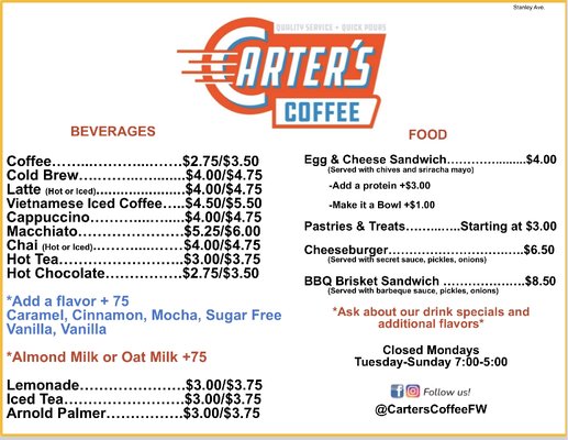 Menu photo 3 Carter's Coffee Fort Worth, TX Menu photo 3 Carter's Coffee Fort Worth, TX