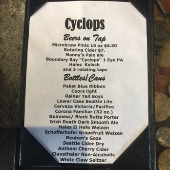 Cyclops Cafe and Lounge - Bar menu - Burgers Near Me - Seattle, Washington