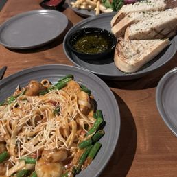 App: GRILLED RUSTIC BREAD, Entrees: CIVIL BURGER & SEAFOOD PASTA App: GRILLED RUSTIC BREAD, Entrees: CIVIL BURGER & SEAFOOD PASTA
