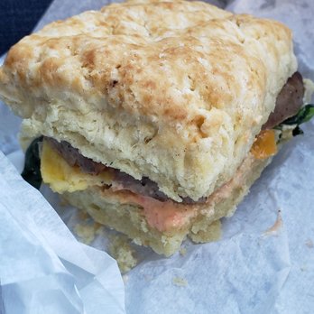 Bread & Water Company - Far too much (dry, crumbly) biscuit, not enough meat/cheese/spinach - Bakeries Near Me - Alexandria, Virginia