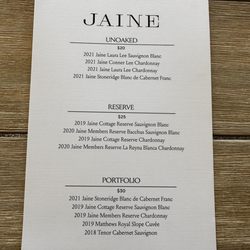 Jaine - Menu