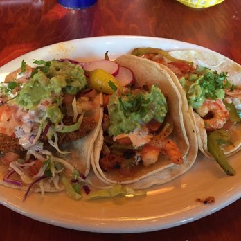 Taco Surf - Had the 3 taco special.    2 shrimp and one Baja fish taco.    Baja sauce is really good! - Mexican Near Me - Seal Beach, California