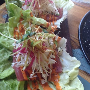 Dos Santos - The OMFG raw tuna taco on bib lettuce. This was our fave - Mexican Near Me - Denver, Colorado Dos Santos - The OMFG raw tuna taco on bib lettuce. This was our fave - Mexican Near Me - Denver, Colorado