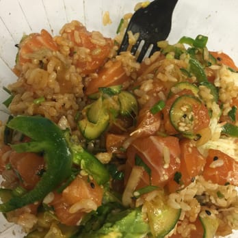 Poke Dot - Large poke all salmon with house spicy!!! - Seafood Near Me - Irvine, California Poke Dot - Large poke all salmon with house spicy!!! - Seafood Near Me - Irvine, California