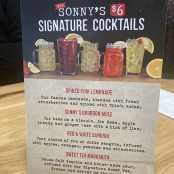 Sonny's BBQ - the signature cocktail menu - Barbeque Near Me - Brunswick, Georgia