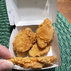 McDonald's - 6 piece chicken nuggets....actually 4 piece plus 2 stuck together as 1.
