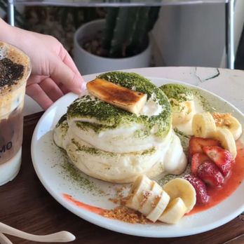 Nostimo Cafe & Tea - Matcha soufflé pancakes - Coffee & Tea Near Me - Westminster, California