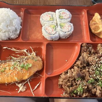 Niku Sushi AYCE - Bento box with salmon teriyaki, Bulgogi Beef, California roll - Sushi Bars Near Me - Anaheim, California Niku Sushi AYCE - Bento box with salmon teriyaki, Bulgogi Beef, California roll - Sushi Bars Near Me - Anaheim, California